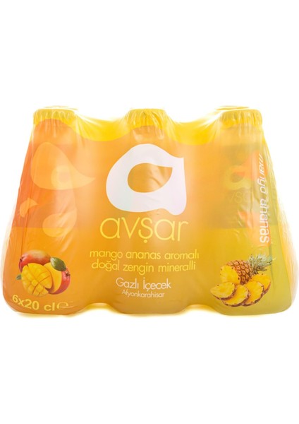 Avşar Mango ve Ananas Aromalı Maden Suyu 200 ml 6'lı modelleri