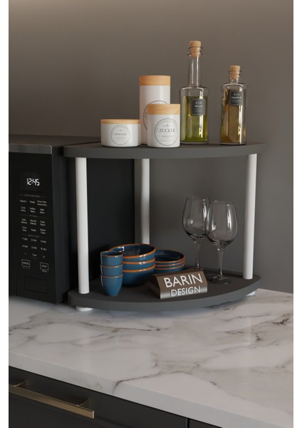 Çift Katlı Çevir Tak Kahve Köşesi Raf Çok Amaçlı Mutfak Standı Mutfak Rafı Tezgah Üstü Düzenleyici