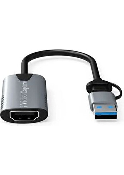 2in1 Usb/type-C To HDMI Video Capture 30Hz Video Kayıt Ekran Aktarma Video Çevirici