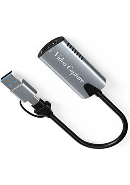 2in1 Usb/type-C To HDMI Video Capture 30Hz Video Kayıt Ekran Aktarma Video Çevirici