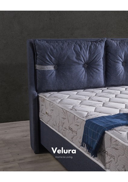 Velvet Form Çift Kişilik Yatak Baza Başlık Seti (180 x 200)