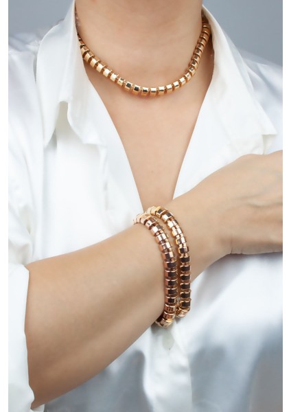 Gold Kolye Bileklik Set