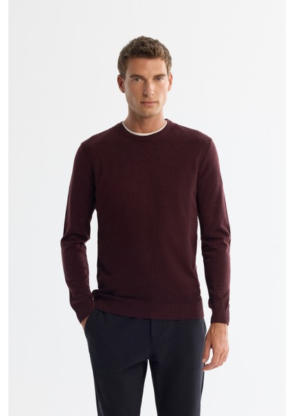 Erkek Bordo Dokulu Basic Kazak E005109
