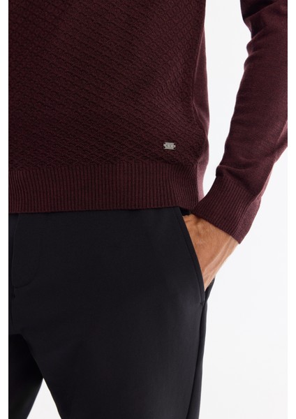 Erkek Bordo Dokulu Basic Kazak E005109