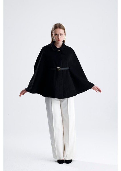 Deri Kemerli Kaşe Panço - Siyah fiyatları