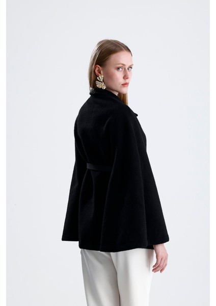 Deri Kemerli Kaşe Panço - Siyah fırsatları