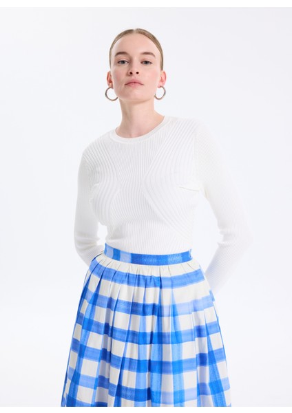 Yuvarlak Yaka Standart Düz Beyaz Kazak Kadın Hanna Kadın Triko modelleri