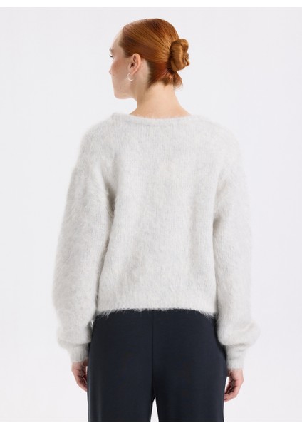 Yuvarlak Yaka Standart Gri Kazak Kadın NIB18AH25POL indirimleri