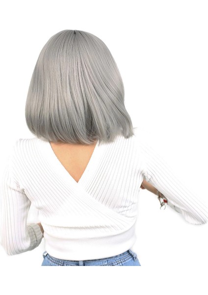 Küt Kahküllü Fiber Sentetik Peruk - Gri fırsatları