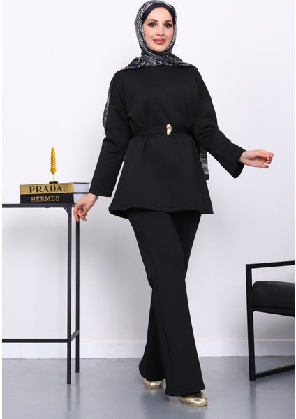 Siyah Kemerli Tunik Pantolonlu Scuba Takım fiyatları