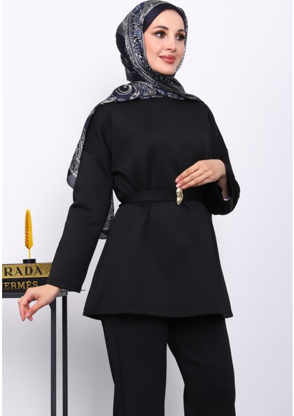 Siyah Kemerli Tunik Pantolonlu Scuba Takım modelleri