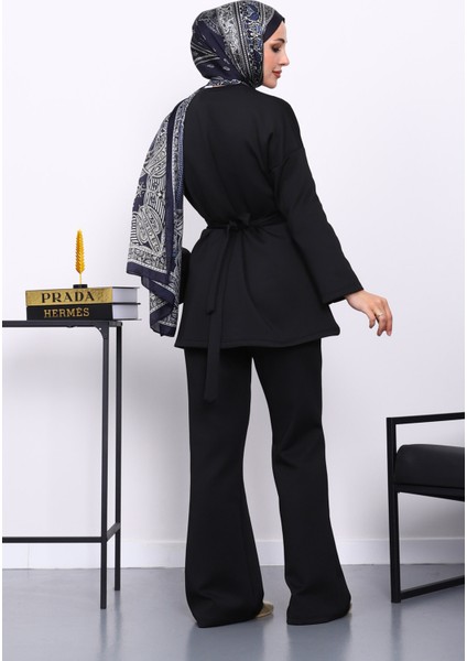 Siyah Kemerli Tunik Pantolonlu Scuba Takım fırsatları