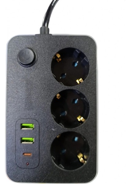 3 lü Akım Korumalı 2 Adet USB 1 Adet Type-C Girişli Priz 3414