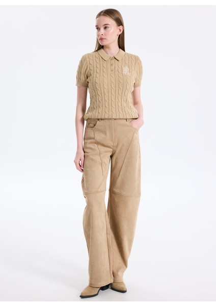 Yuvarlak Yaka Standart Düz Camel Kazak Kadın 200932224 fiyatları