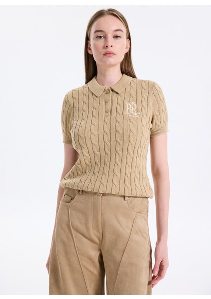 Yuvarlak Yaka Standart Düz Camel Kazak Kadın 200932224 modelleri