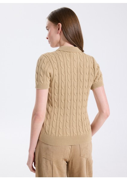 Yuvarlak Yaka Standart Düz Camel Kazak Kadın 200932224 indirimleri