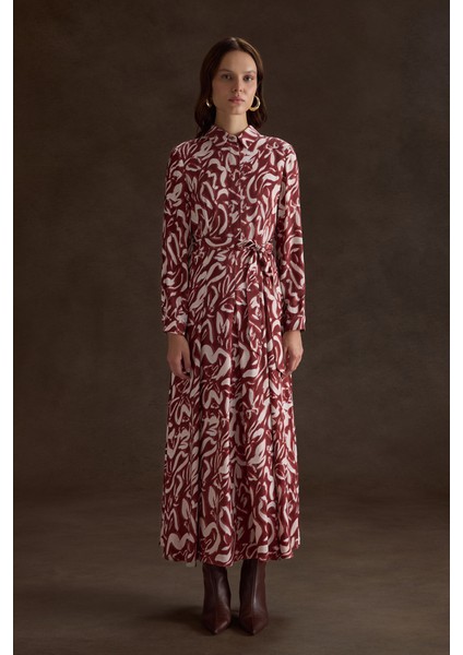 Desenli Viscon Elbise