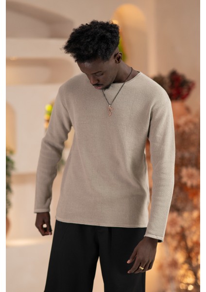 Regular Fit Likralı Kendinden Çizgili Mevsimlik Spor Kazak modelleri