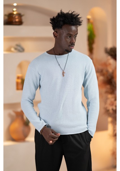 Regular Fit Likralı Kendinden Çizgili Mevsimlik Spor Kazak modelleri