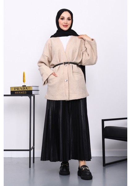 Vizon Kemerli Oversize Buklet Ceket fiyatları