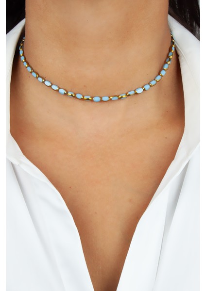 Gold Detay Turkuaz Kristal Kolye fiyatları