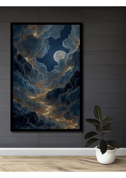 Büyülü Ay Işığı Bulut Tüneli Yağlı Boya Görünümlü Ahşap Dekoratif Tablo Dikdörtgen Tablo fiyatları