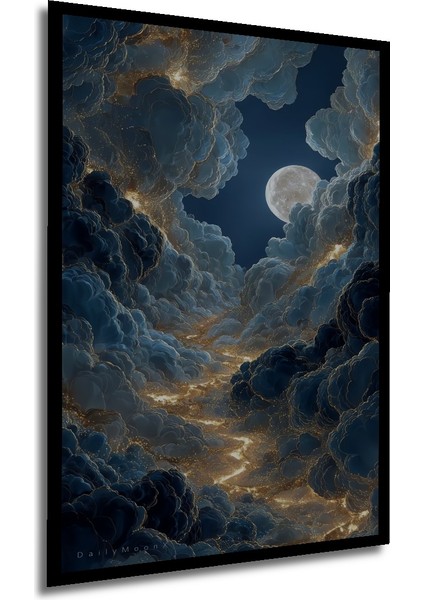 Büyülü Ay Işığı Bulut Tüneli Yağlı Boya Görünümlü Ahşap Dekoratif Tablo Dikdörtgen Tablo indirimleri