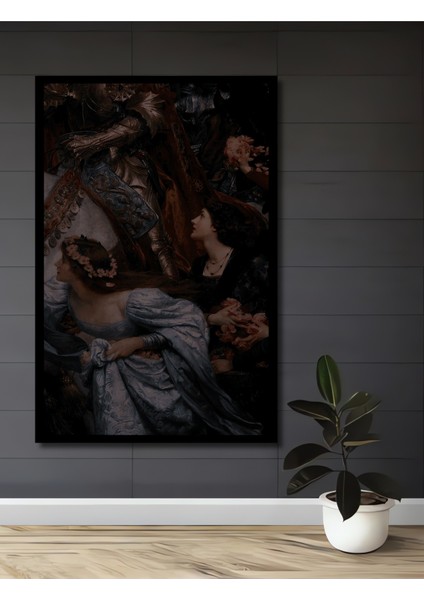 Şövalye ve Leydi Yağlı Boya Görünümlü Soyut Sanat Ahşap Dekoratif Tablo Dikdörtgen Tablo fiyatları