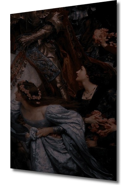 Şövalye ve Leydi Yağlı Boya Görünümlü Soyut Sanat Ahşap Dekoratif Tablo Dikdörtgen Tablo modelleri