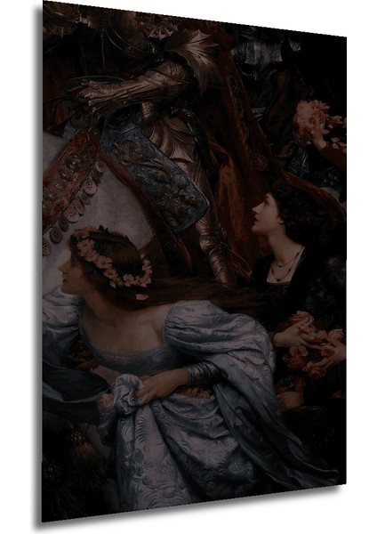 Şövalye ve Leydi Yağlı Boya Görünümlü Soyut Sanat Ahşap Dekoratif Tablo Dikdörtgen Tablo fırsatları