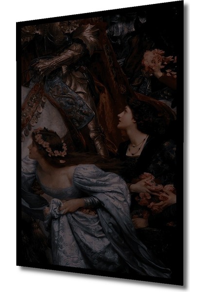 Şövalye ve Leydi Yağlı Boya Görünümlü Soyut Sanat Ahşap Dekoratif Tablo Dikdörtgen Tablo indirimleri