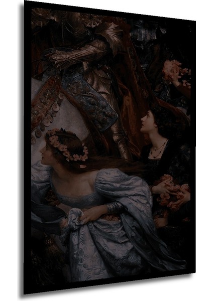 Şövalye ve Leydi Yağlı Boya Görünümlü Soyut Sanat Ahşap Dekoratif Tablo Dikdörtgen Tablo