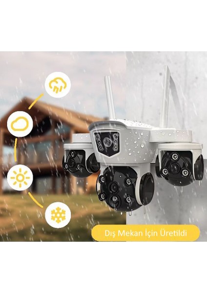 V380Pro 18MP (6MP+6MP+6MP) Üç Kameralı 10X Zoom Gece Görüş Wifi Sesli Türkçe