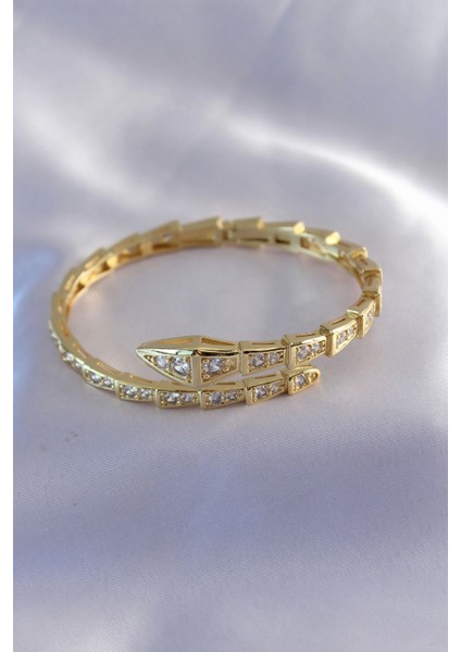 Vıp Seri Yılan Model Gold Renk Kadın Kelepçe Bileklik - TJ-BB5489 fiyatları