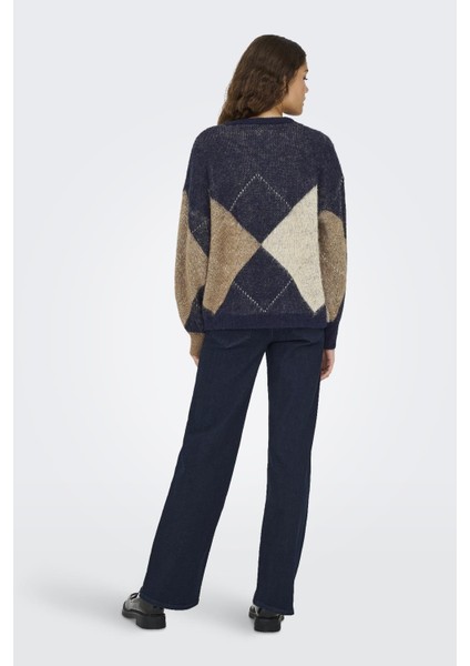 Noeme Life Ls Jacquard O-Neck Kadın Triko Kazak – Jakarlı Bisiklet Yaka indirimleri