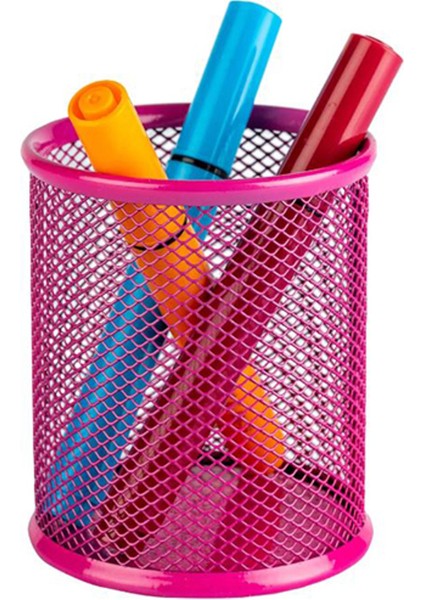 Renkli Masa Üstü Metal Yuvarlak Model Kalemlik Farklı Renklerde ( 2 Adet )