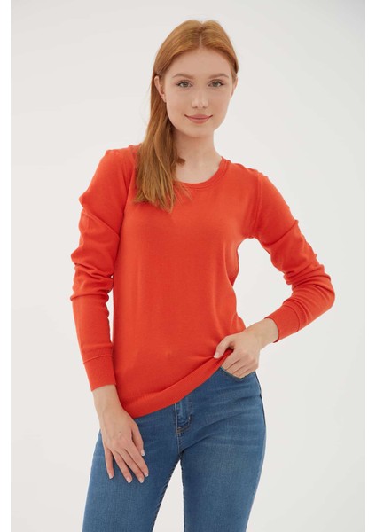 Regular Fit Bisiklet Yaka Triko Kazak Bayan Kazak 25K0779K1