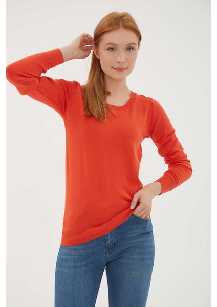 Regular Fit Bisiklet Yaka Triko Kazak Bayan Kazak 25K0779K1 modelleri