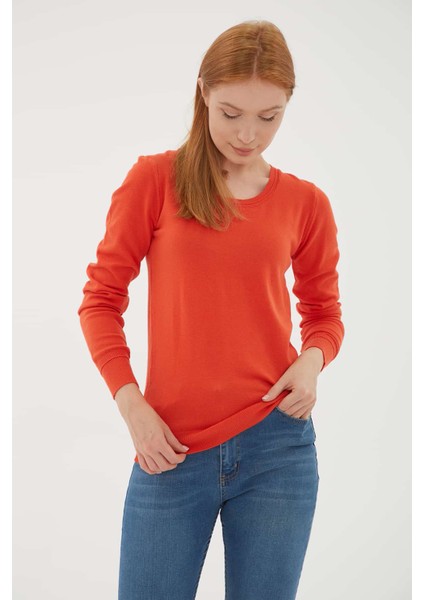 Regular Fit Bisiklet Yaka Triko Kazak Bayan Kazak 25K0779K1 fırsatları