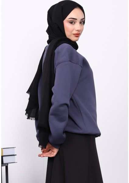 Füme Bisiklet Yaka Şadonlu Üç iplik Sweat modelleri