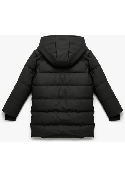 Uzun Kollu Fermuarlı Cepli Içi Suni Kürklü Kapşonlu Uzun Şişme Mont fiyatları