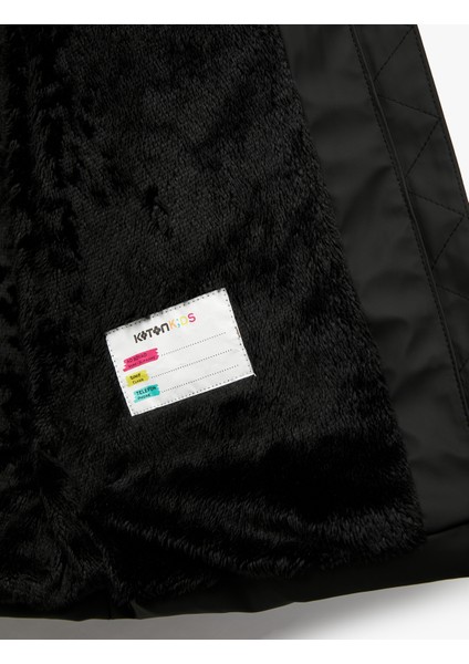 Uzun Kollu Fermuarlı Cepli Içi Suni Kürklü Kapşonlu Uzun Şişme Mont fırsatları