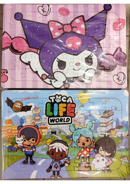 2 Adet Puzzle Yap Boz (33CM*23CM*42PARÇA) (Kuromi/toca Boca Figürlü)