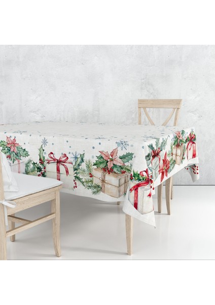 Yılbaşı Desenli Dijital Baskılı Masa Örtüsü - 140 x 220 cm 140X240 cm - Panama Kumaş