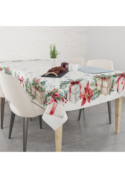 Yılbaşı Desenli Dijital Baskılı Masa Örtüsü - 140 x 220 cm 140X240 cm - Panama Kumaş indirimleri