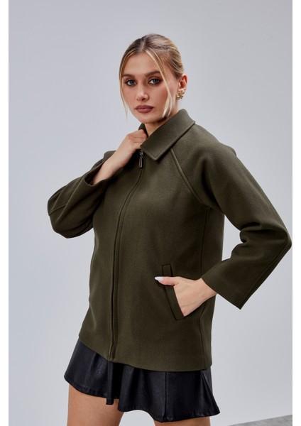 Haki Oversize Fermuarlı Kaşe Ceket fırsatları