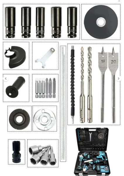 10PILLI 4 Akülü 388VF Bl Motor Kırıcı Delici + Taşlama + Somun Sökme + Dal Budama + Matkap Makas Set fiyatları