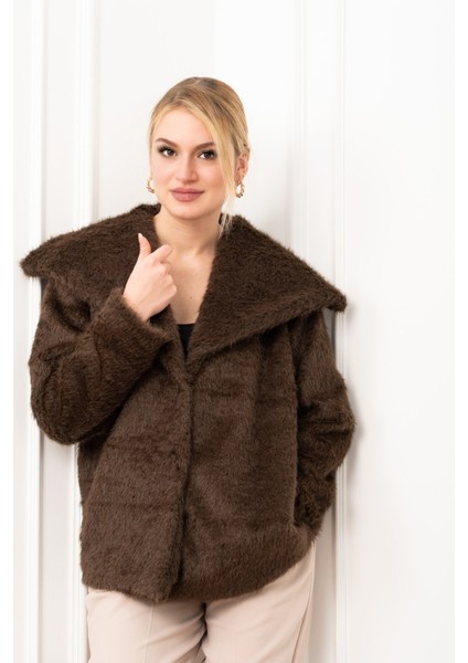 Geniş Yaka Peluş Kürk Kısa Kaban 2625 fiyatları