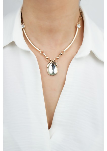 Damla Kristal Bronz Kolye