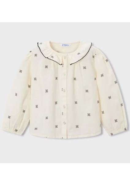 Kız Çocuk Gömlek - Mayoral - Krem - 8 Yaş - 4132-KREM-8 Yaş